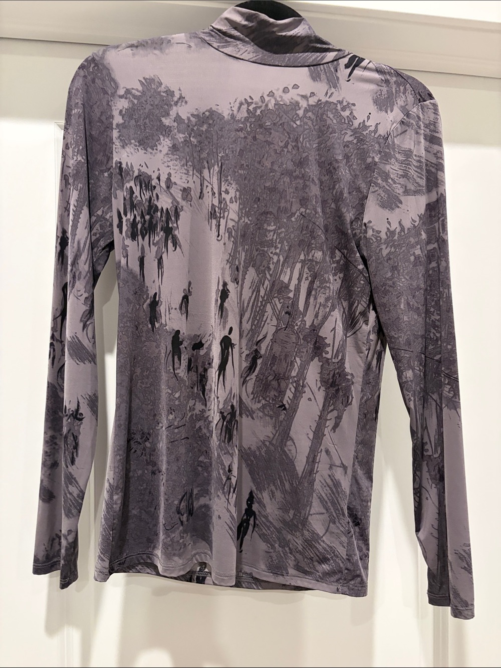 Babaton Long-Sleeve Scenic Print Mock Neck Top in Mauve Gray